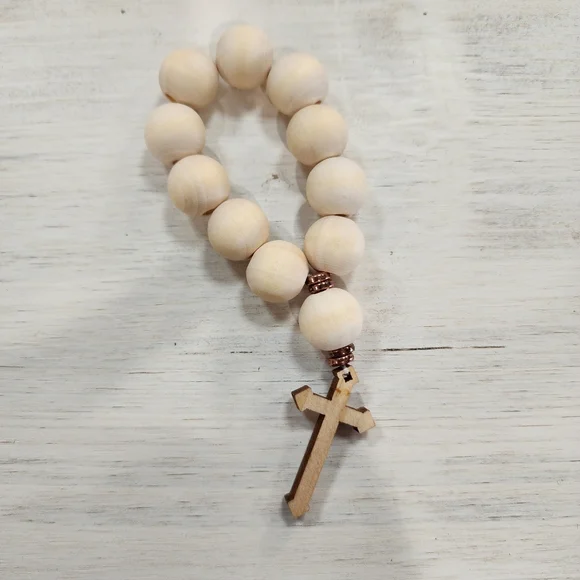Lot of 12 wood beads rosary. Gifts/party favors-baptism, wedding, confirmation